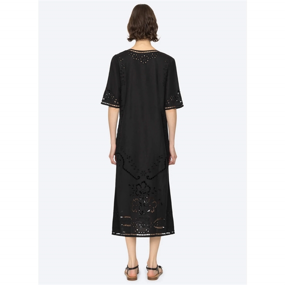 Sea New York Lula Embroidery Midi Kjole, Sort 